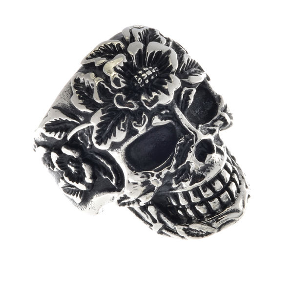 Edelstahlring/Totenkopf/Blumen 60 (19,1 Ø) 09 US