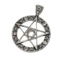 Stainless steel pendant pentagram with glass stones White Stone
