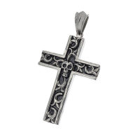 Stainless steel pendant - cross with skull