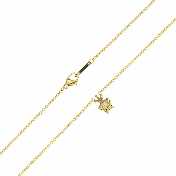 Edelstahlkette mit Stern/Krone-Anhänger PVD goldfarben