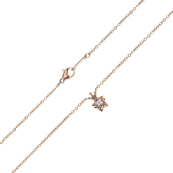 Edelstahlkette mit Stern/Krone-Anhänger PVD-Rosegold