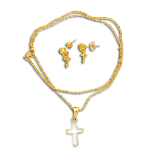 Edelstahlset  Kreuz Gold