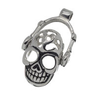 Edelstahlanhänger - Totenkopf mit Kopfhörern