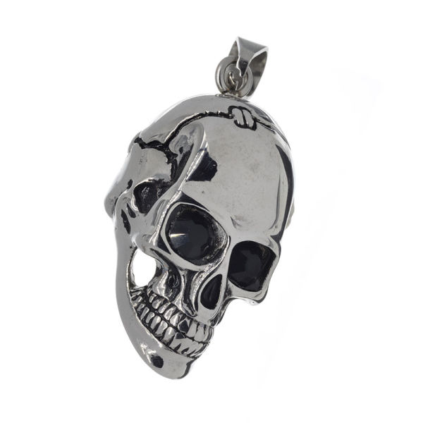 Edelstahlanhänger - Totenkopf mit Steinen