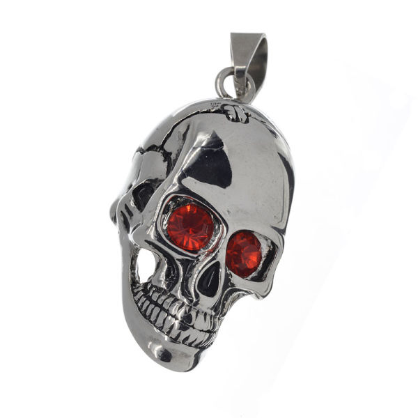 Stainless steel pendant - skull with stones