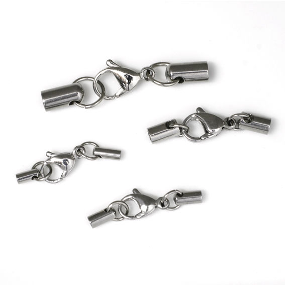1 mm Endklappen mit Karabiner - poliert
