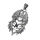 Stainless steel pendant - wolves with cross and black stone
