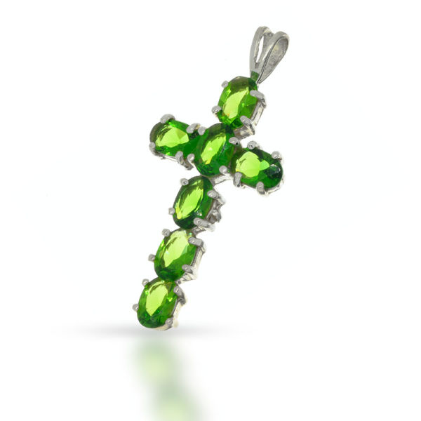925 Sterling Silberanhänger - Kreuz mit Zirkonia Grün "Aimo"