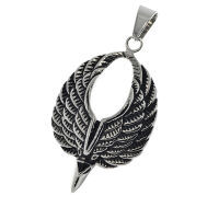 Stainless Steel Pendant – Open Pair of Wings with...