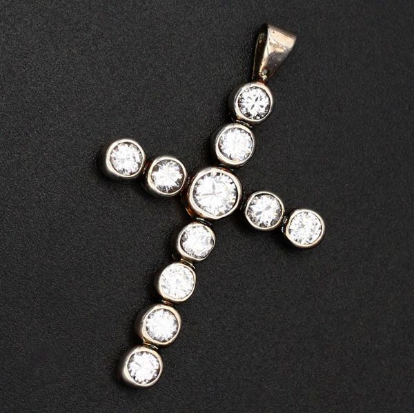 925 Sterling Silberanhänger - Kreuz mit Zirkonia Weiß "Albert"
