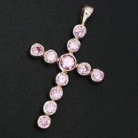 925 Sterling Silberanhänger - Kreuz mit Zirkonia Rosa "Albert"