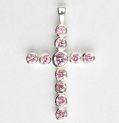 925 Sterling Silberanhänger - Kreuz mit Zirkonia Rosa "Albert"