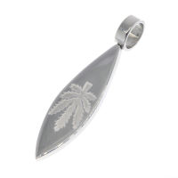 Stainless Steel Pendant - Surfboard Hemp Leaf