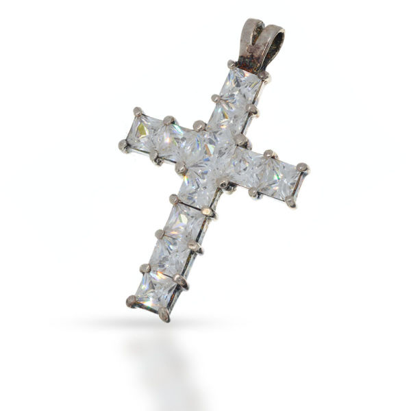 925 Sterling Silberanhänger - Kreuz mit Cubik Zirkonia Weiß "Georgios"