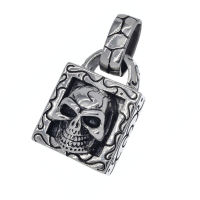 Stainless steel pendant - skull in picture frame