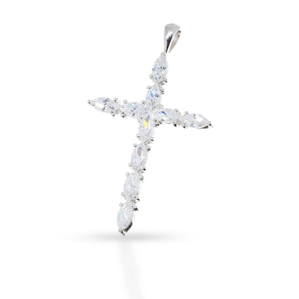 925 Sterling Silberanhänger - Kreuz mit Zirkonia Weiß