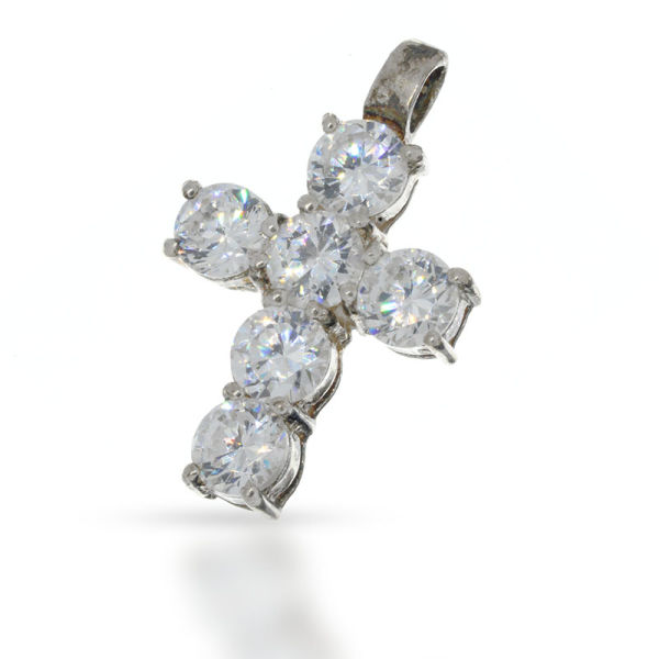 925 Sterling Silberanhänger - Kreuz mit Cubik Zirkonia Weiß "Glen"