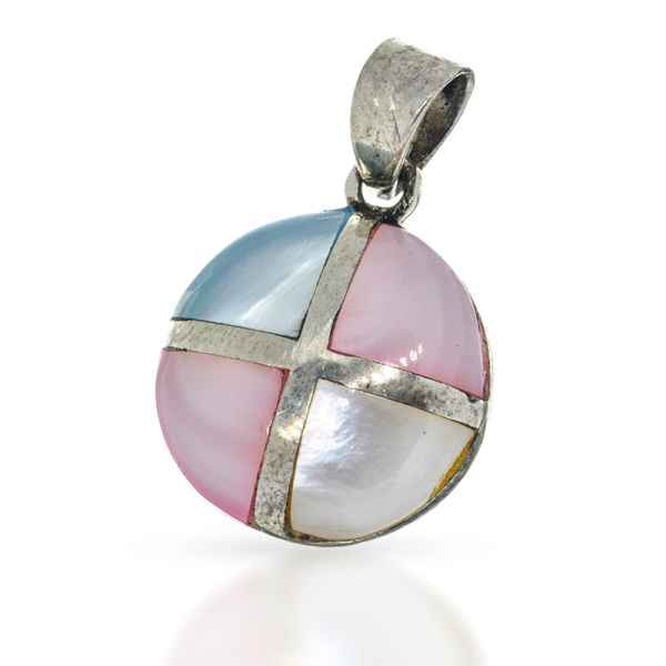 925 Sterling Silberanhänger - Perlmutt rund "Anita" Bunt