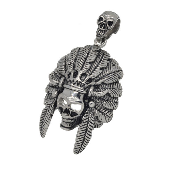 Stainless steel pendant - skull chief