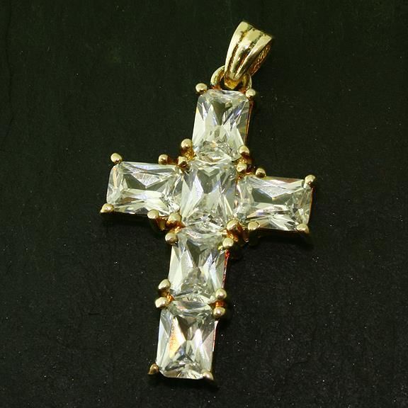 925 Sterling Silberanhänger - Kreuz mit Cubic Zirkonia Weiß "Amelie"