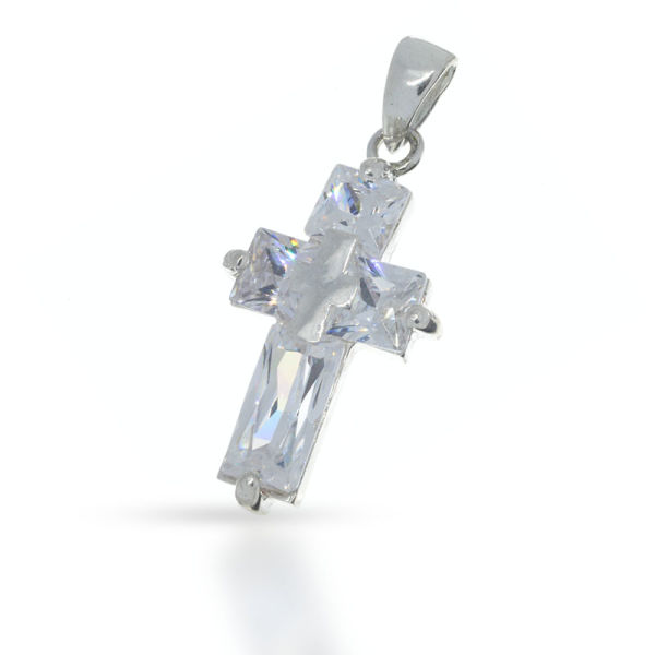 925 Sterling Silberanhänger - Kreuz mit Cubic Zirkonia Weiß "Stan"