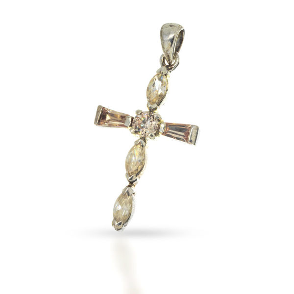925 Sterling Silberanhänger - Kreuz mit Cubik Zirkonia Topaz "Kendra"