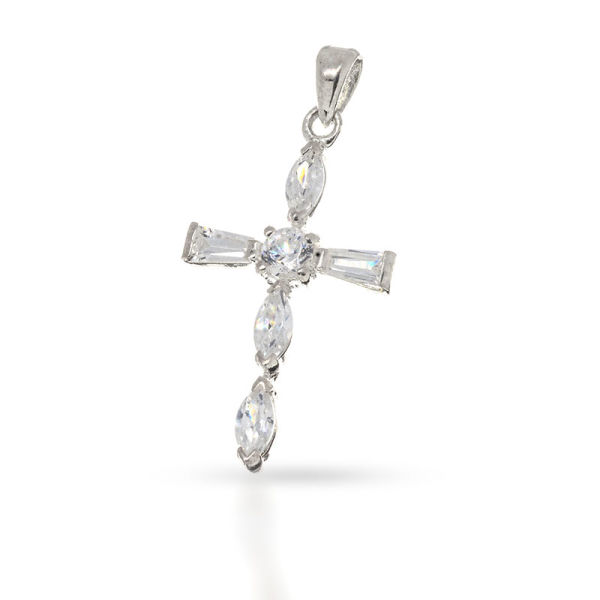 925 Sterling Silberanhänger - Kreuz mit Cubik Zirkonia Weiß "Kendra"