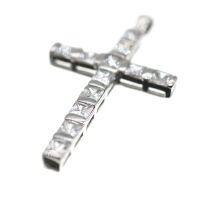 925 Sterling Silberanhänger - Kreuz mit Cubik Zirkonia Weiß "Fay"