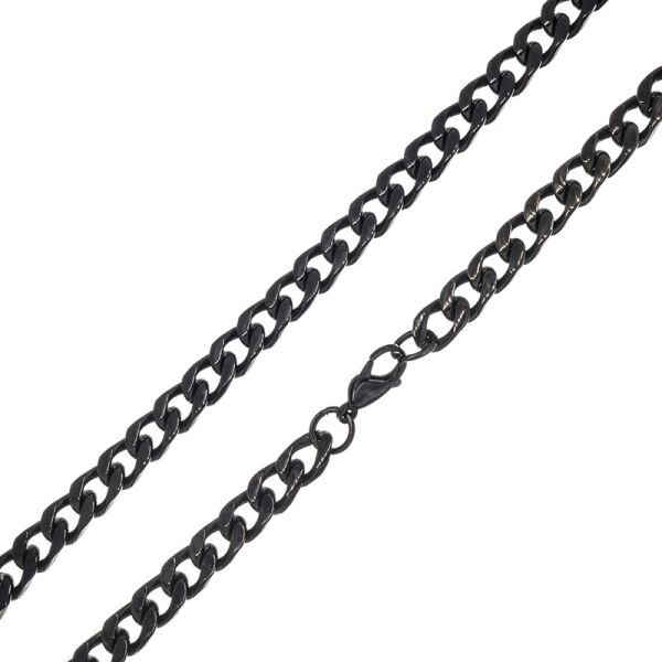 12 x 5 mm Panzerkette - PVD-Schwarz 60 cm - Stärke