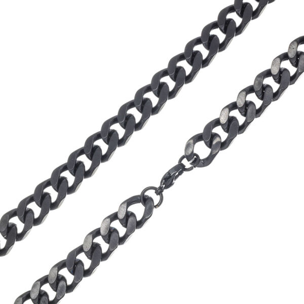 12 x 5 mm Panzerkette - PVD-Schwarz 60 cm - Stärke