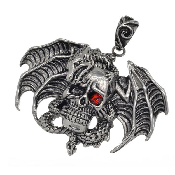 Edelstahlanhänger - Der Drache mit der Schädelkralle