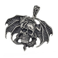 Stainless steel pendant - The dragon with the skull claw