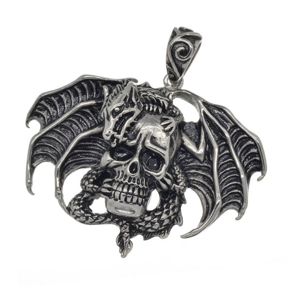 Edelstahlanhänger - Der Drache mit der Schädelkralle