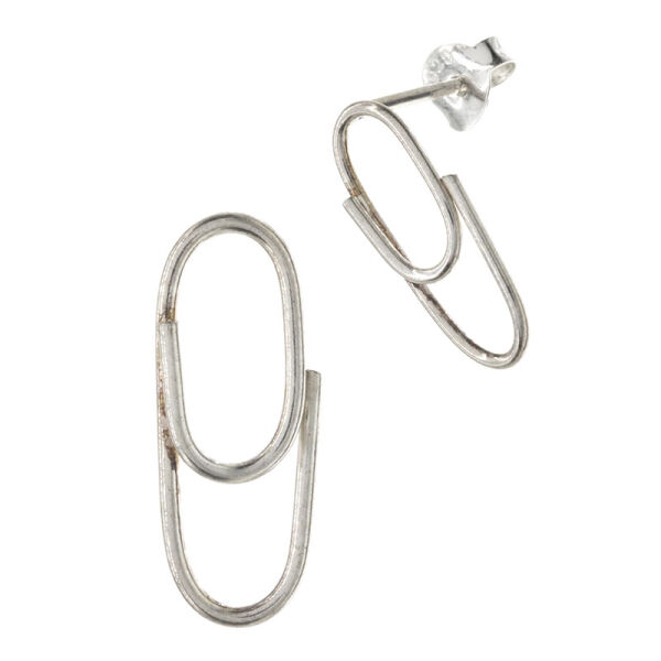 Silver ear studs - Paper clip