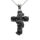 Stainless Steel Pendant - Cross & Snake with Black Stones
