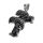 Stainless Steel Pendant - Cross & Snake with Black Stones