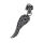 Stainless Steel Pendant – Wing with Skull and Black Stones – black decorative stones
