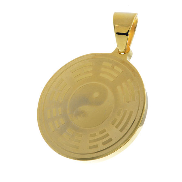 Edelstahlanhänger - Yin und Yang Gold