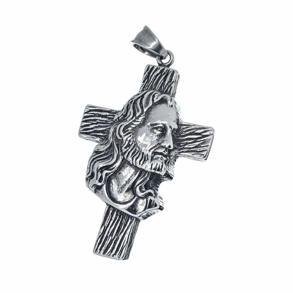 Stainless Steel Pendant – Cross with Portrait of Christ