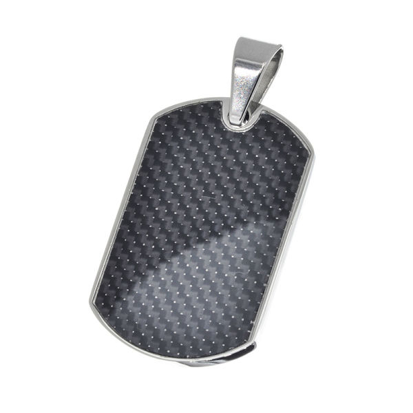 Stainless steel pendant - Dogtag carbon look/stainless steel