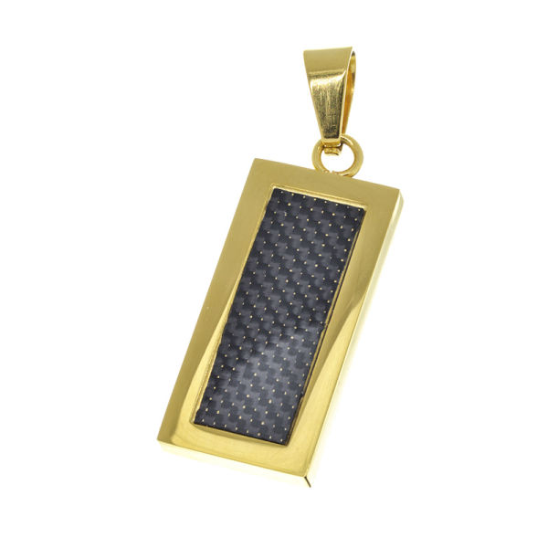 Edelstahlanhänger - Carbon "gold"