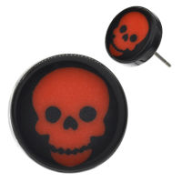 Fashionohrstecker - Roter Totenkopf