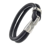 Lederarmband mit Hakenverschluss aus Edelstahl