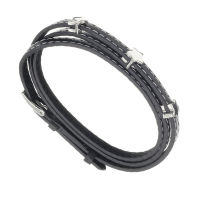 Lederwickelarmband mit Edelstahl-Schnallenverschluss Stern Sterne