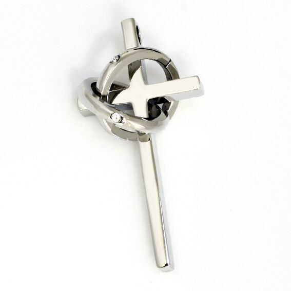 Edelstahlanhänger - Kreuz mit Ringen - klein, einzeln