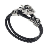Lederarmband  mit Edelstahl - Teufelkopf