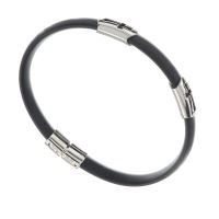 Vinyl Stainless Steel Bracelet - Double Cross - 19 cm