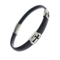 Vinyl Stainless Steel Bracelet - Double Cross - 21 cm