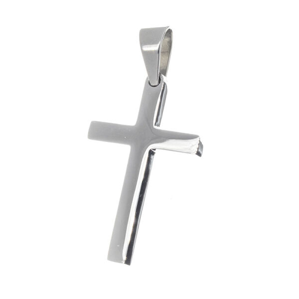 Stainless Steel Pendant – Smooth Cross with Slender Arms