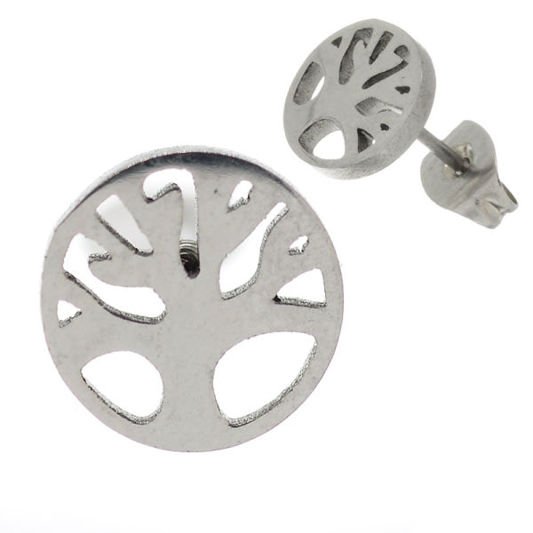 Edelstahlohrstecker - Lebensbaum Stahl